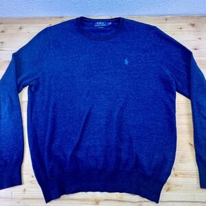 Polo Ralph Lauren Blue Crewneck Sweater Men's M Pima Cotton Knit Classic